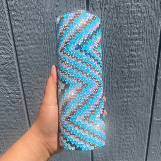 20oz Glass Aqua Lines