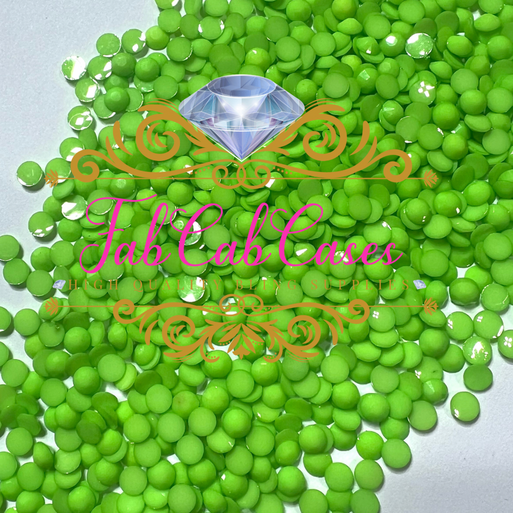 Opaque Solid Lime Green Rhinestones  -  2mm - 6mm You pick Size