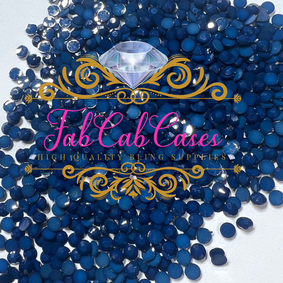 Opaque Solid Navy Blue Rhinestones - 2mm - 6mm You pick Size – Fabcabcases