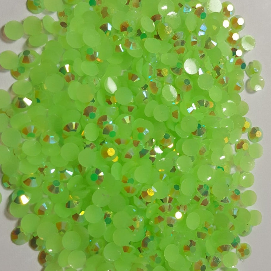 Neon Lime Green  Ab Rhinestones 2mm - 6mm You pick Size